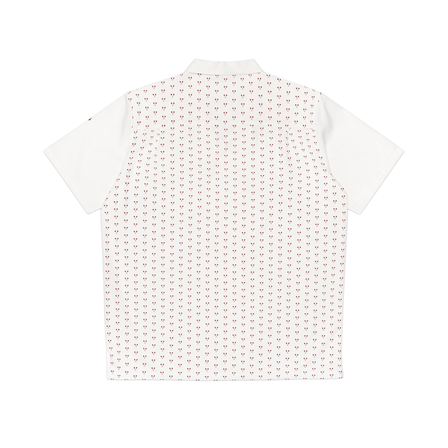 Let's Vibe™ Short-Sleeved Button-Up Shirt (White w/Red Mallets)