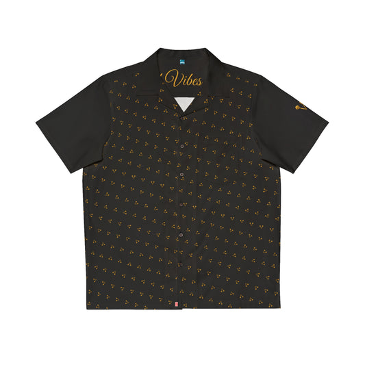 Let's Vibe™ Short-Sleeved Button-Up Shirt (Black) - Good Vibes Only Edition
