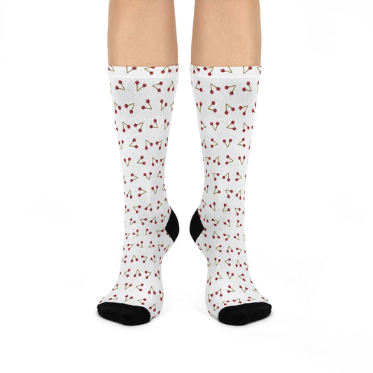Let's Vibe™ Socks (White w/Red Mallets)